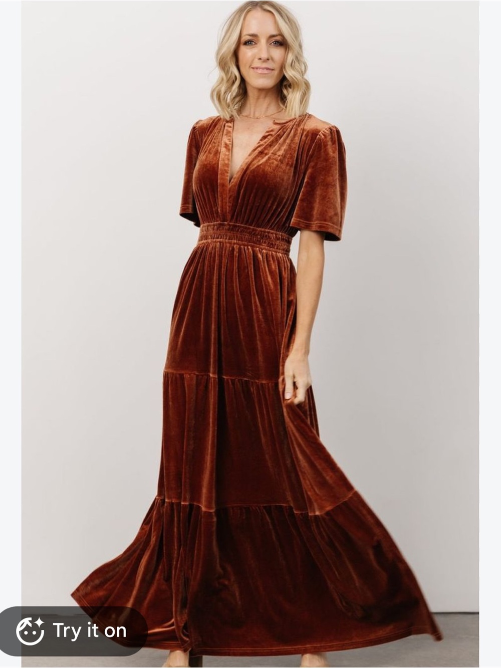 Baltic Born Artemis Velvet Maxi Dress in dark Spice